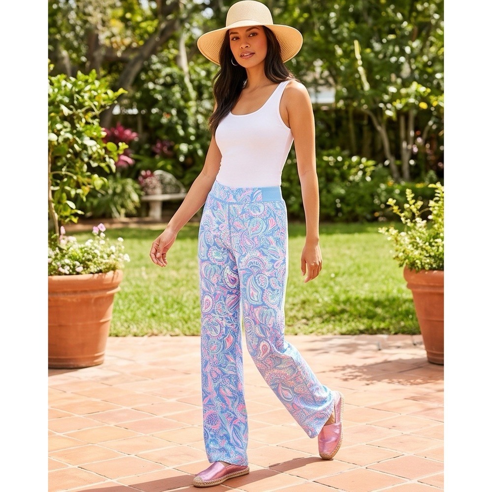 Xl LILLY PULITZER UPF 50+ LUXLETIC 28" RUN AROUND PANT -Zanzibar Blue Fish Kiss